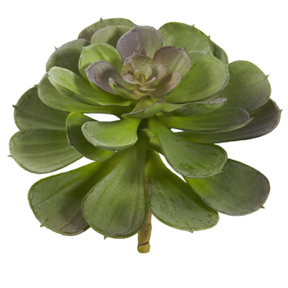 Nearly Natural 6” Echeveria succulent rosette, set of 12, green leaves with purple center on Tampa Home & Garden Store