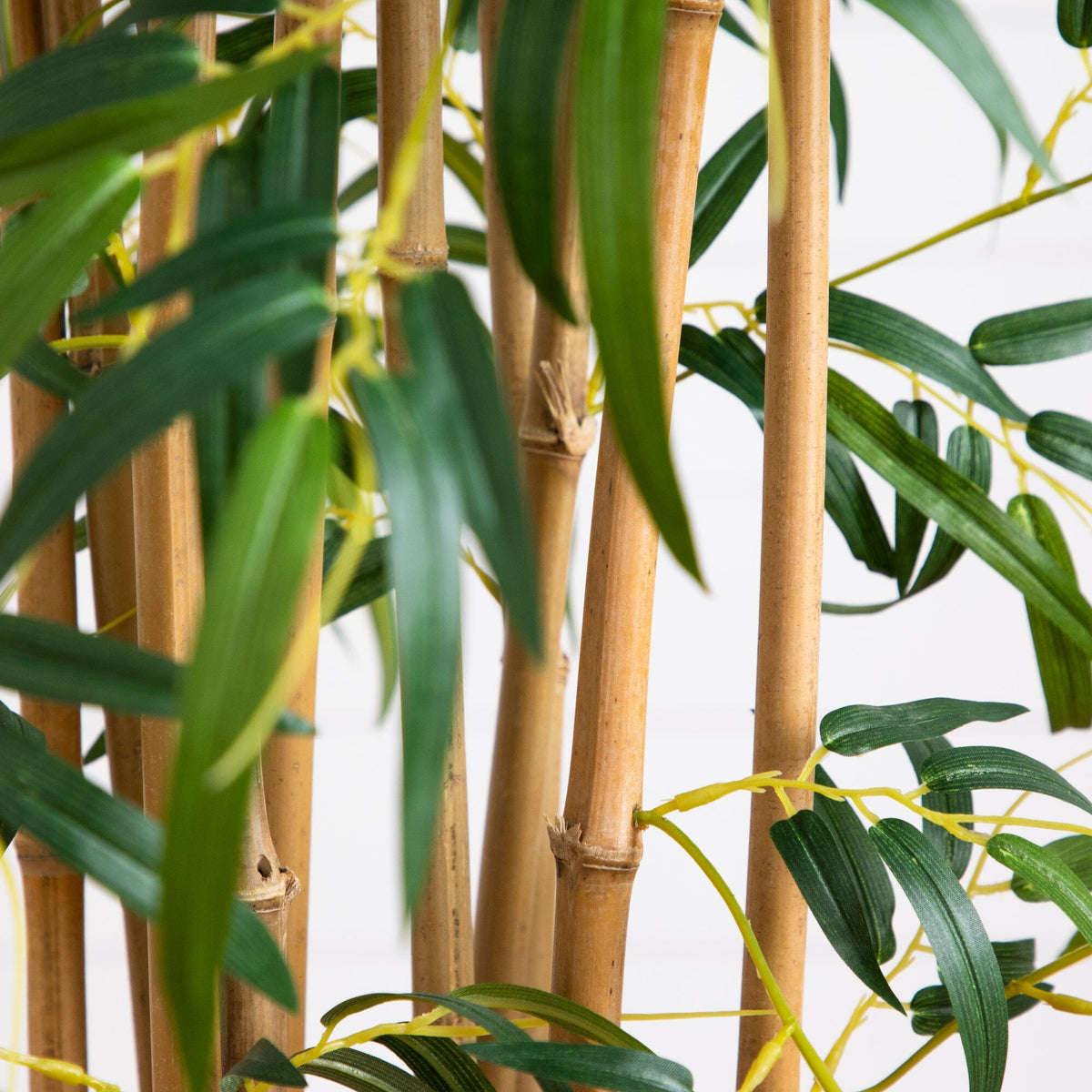 6 ft Nearly Natural Fancy Style Slim Bamboo Silk Tree with green leaves and bamboo stalks on Tampa Home & Garden Store