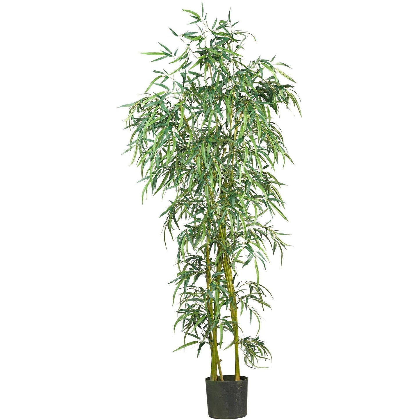 6' Fancy Style Slim Bamboo Silk Tree by Nearly Natural in a black pot with bamboo leaves on Tampa Home & Garden Store