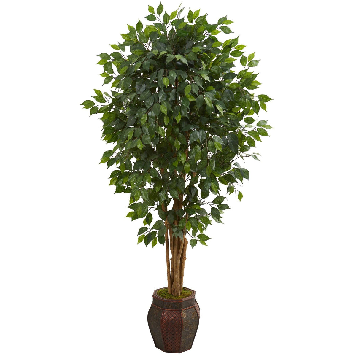 6 ft Ficus artificial tree in decorative planter, lush green leaves, Nearly Natural on Tampa Home & Garden Store