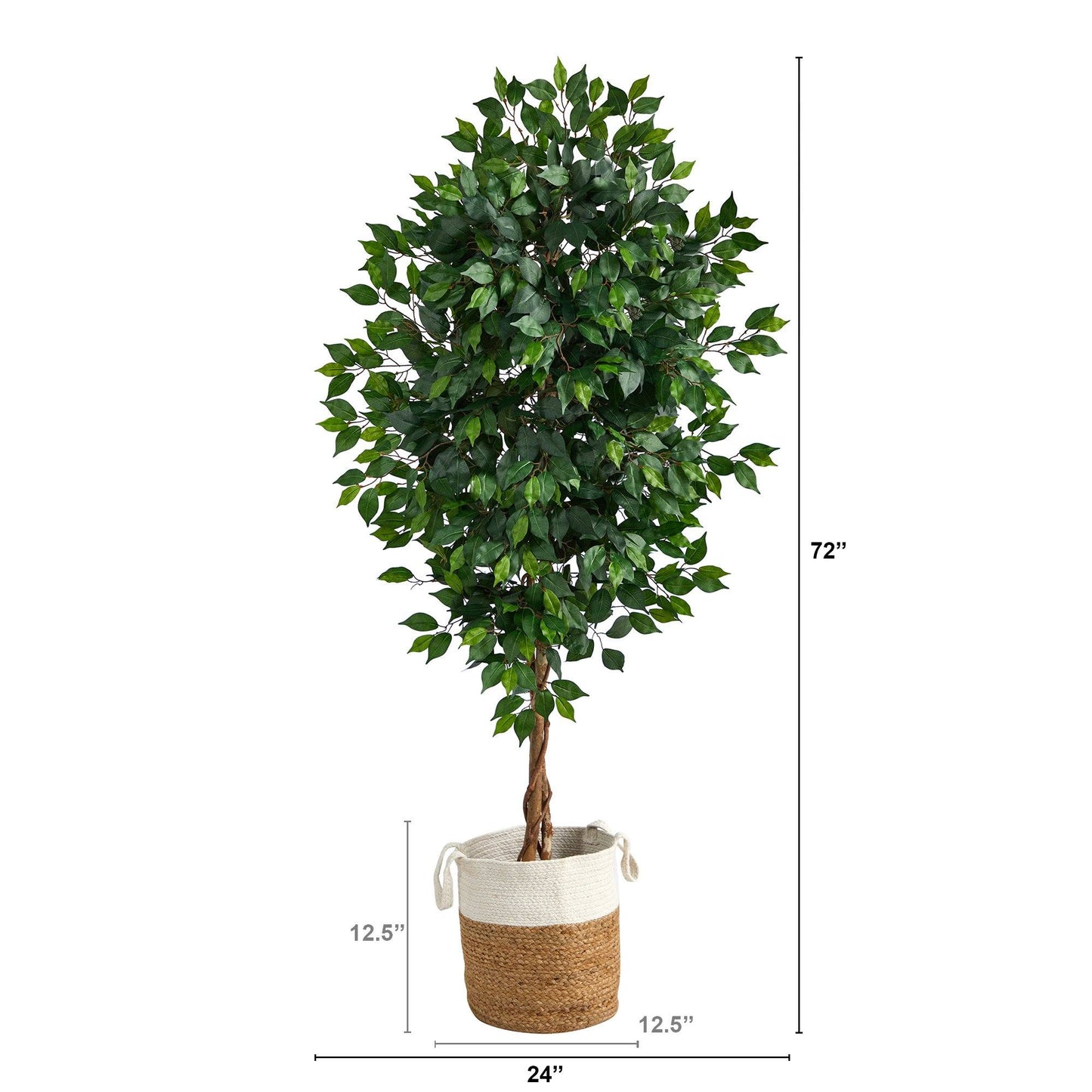 6 ft ficus artificial tree with natural trunk in jute and cotton planter by Nearly Natural on Tampa Home & Garden Store