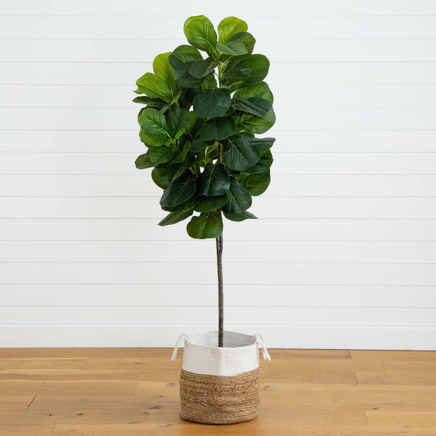 6’ Fiddle Leaf Fig artificial tree in handmade natural jute and cotton planter Nearly Natural on Tampa Home & Garden Store