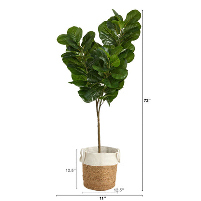 6 ft fiddle leaf fig artificial tree in handmade natural jute planter by Nearly Natural on Tampa Home & Garden Store
