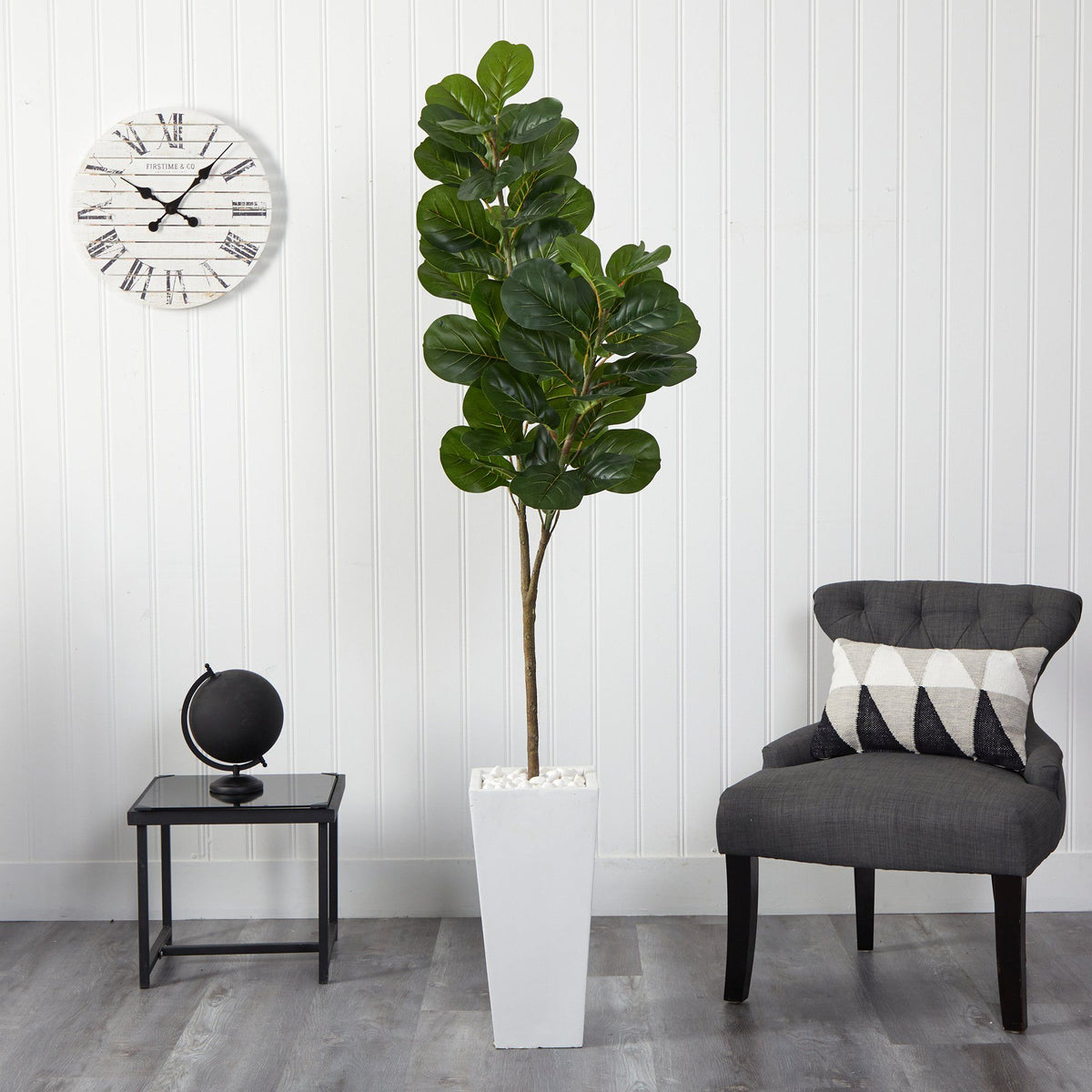 6 ft fiddle leaf fig artificial tree in a tall white planter with glossy green leaves on Tampa Home & Garden Store
