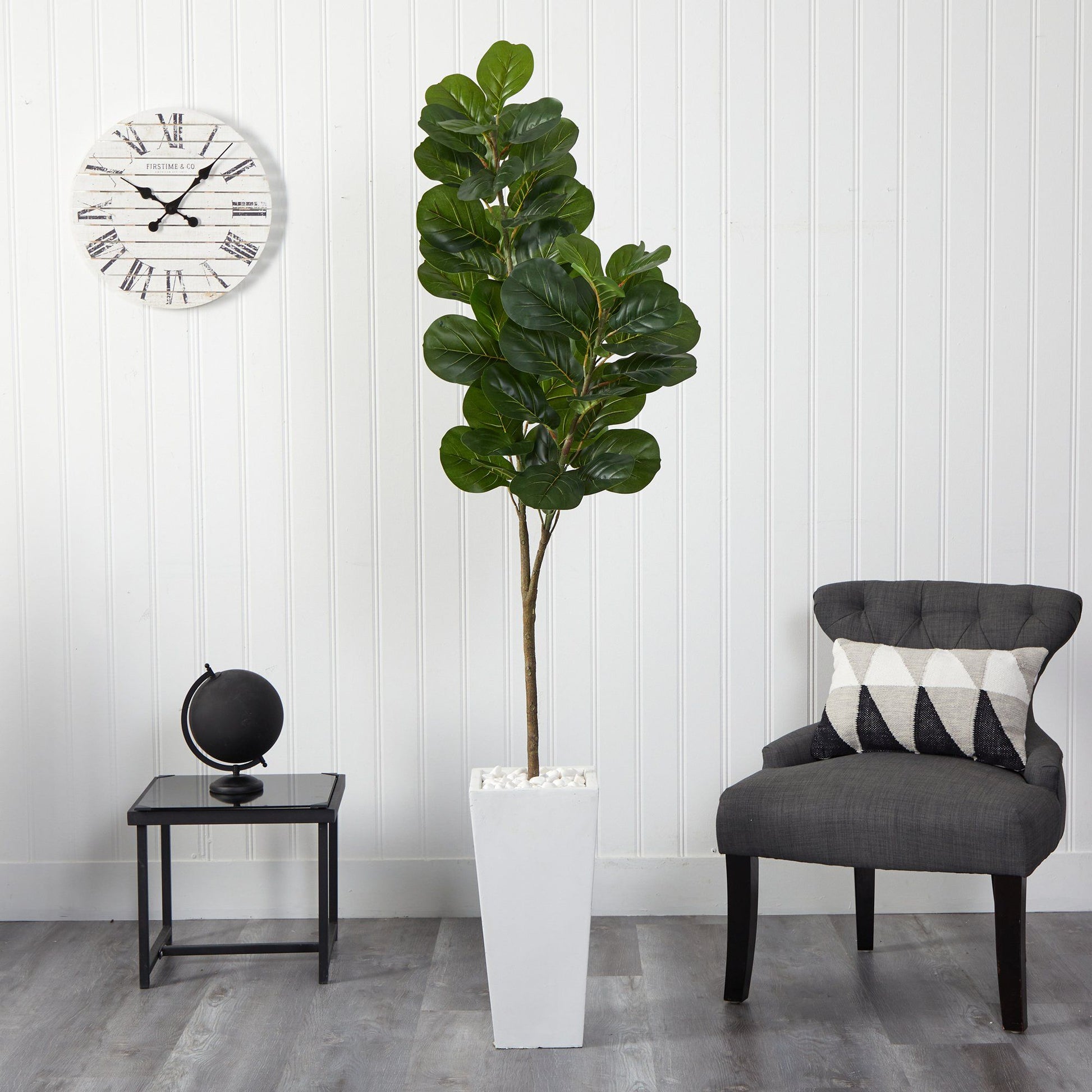 6 ft fiddle leaf fig artificial tree in a tall white planter with glossy green leaves on Tampa Home & Garden Store