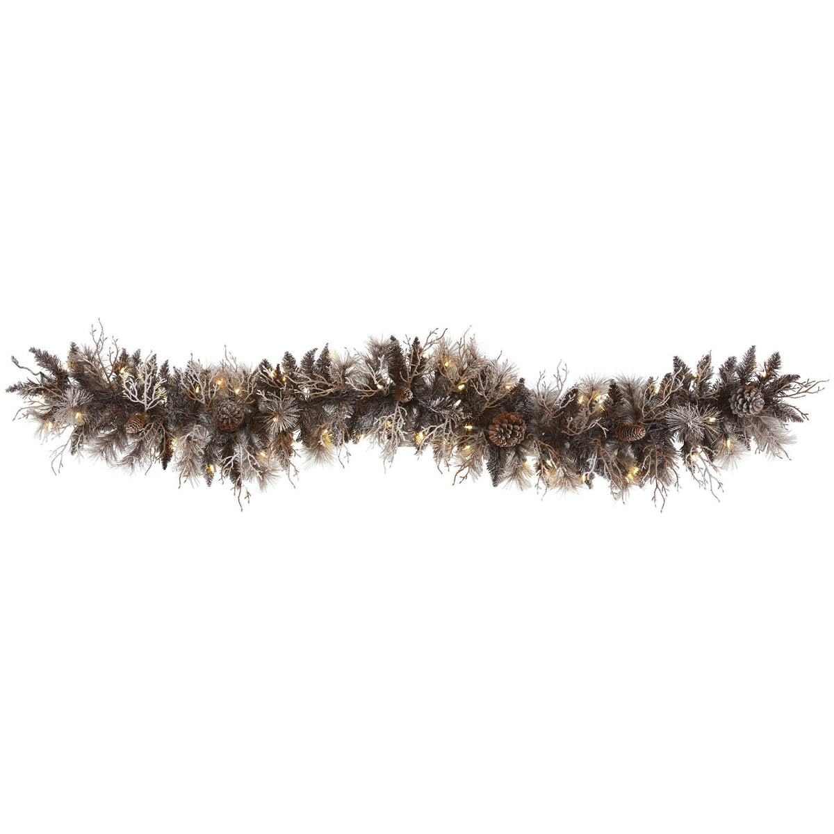 Garland Nearly Natural 6' flocked with pine cones and 50 warm white LEDs on Tampa Home & Garden Store