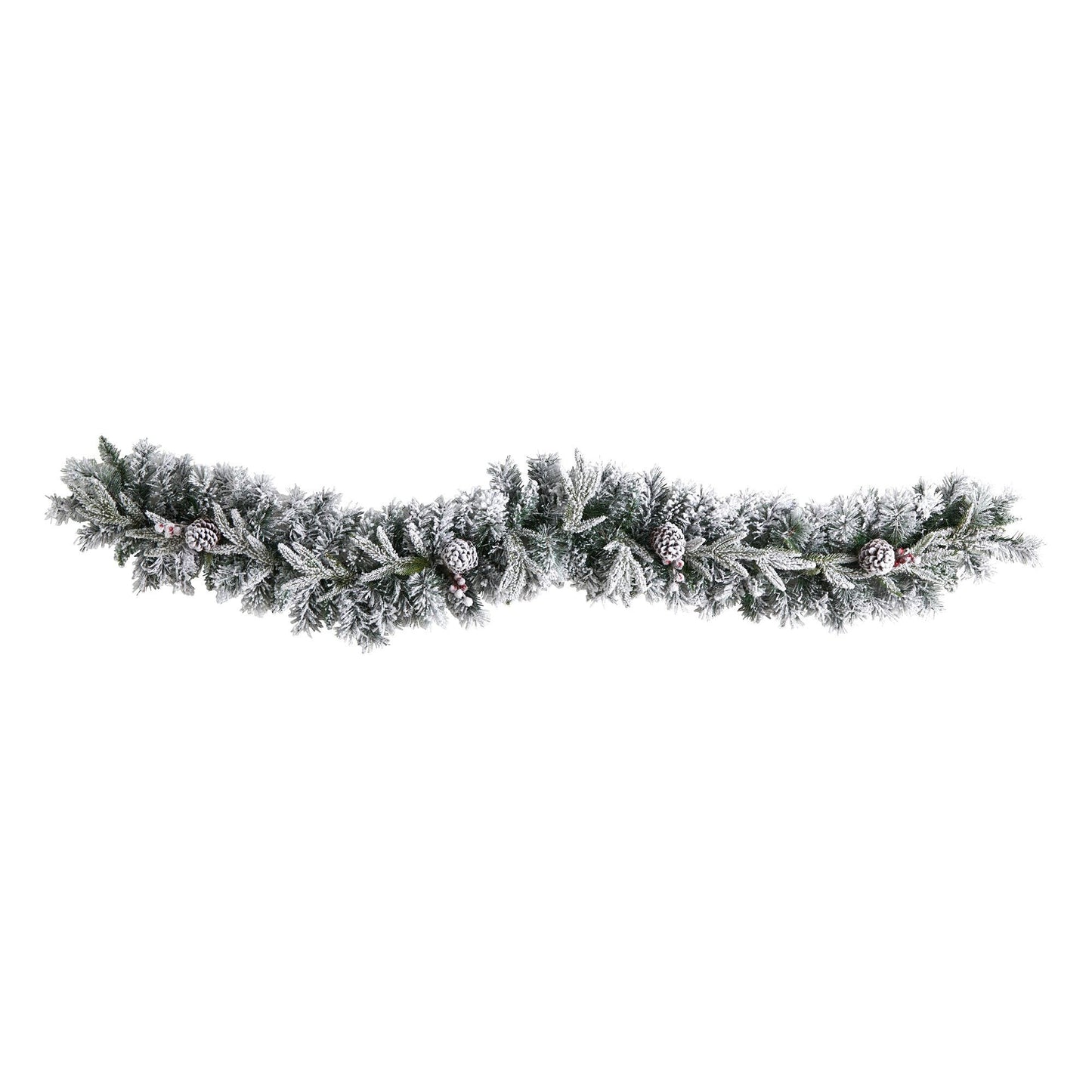 6’ flocked artificial Christmas garland with pine cones and 35 warm white LED lights on Tampa Home & Garden Store