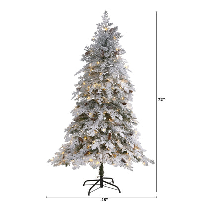 6' Flocked Montana Down Swept Spruce Christmas Tree with 250 Clear LED Lights by Nearly Natural on Tampa Home & Garden Store