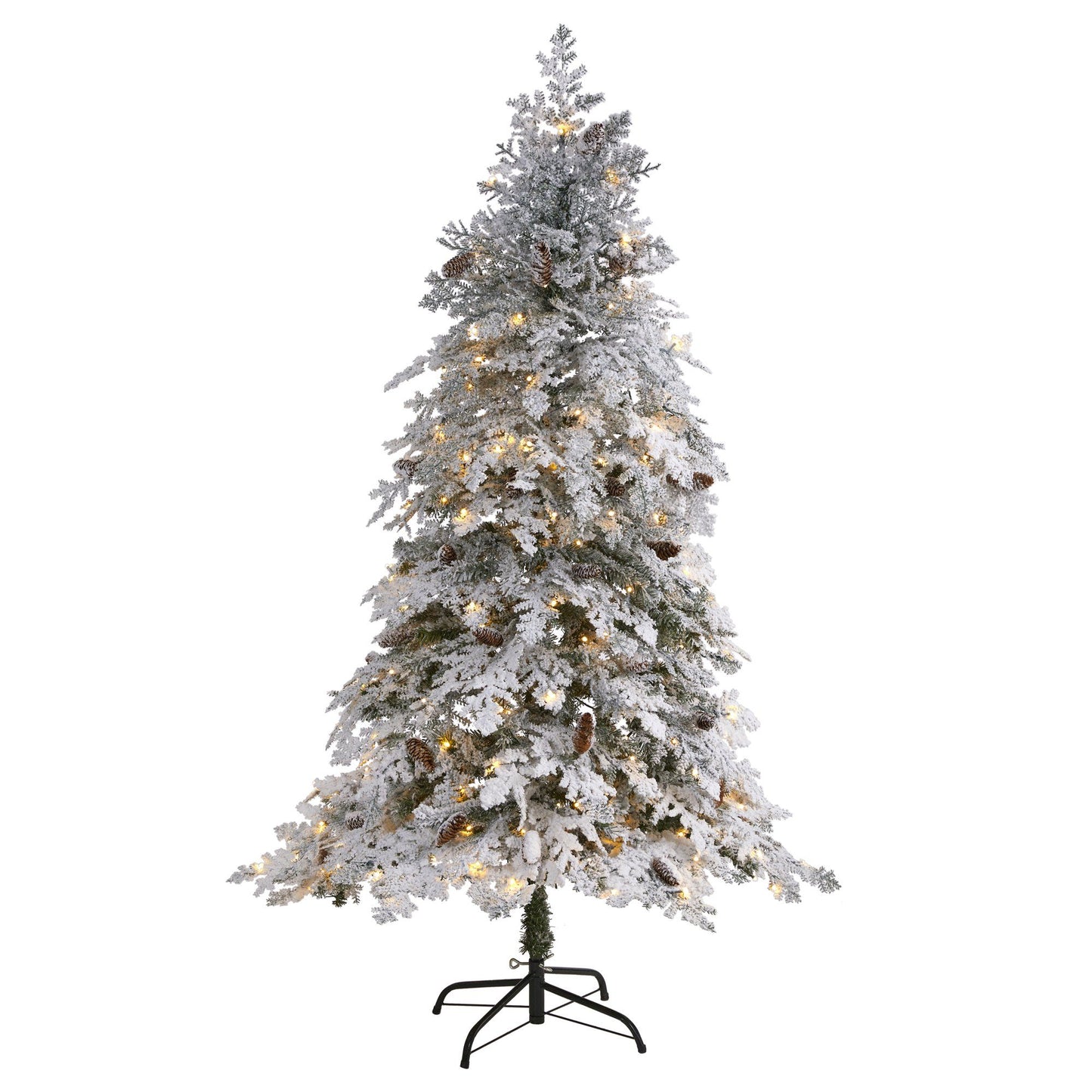 6 ft flocked Montana Down Swept Spruce Christmas tree with 250 clear LED lights Nearly Natural on Tampa Home & Garden Store