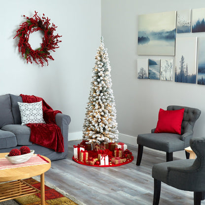 Nearly Natural 6-ft flocked pencil tree with 300 lights and 438 bendable branches on Tampa Home & Garden Store