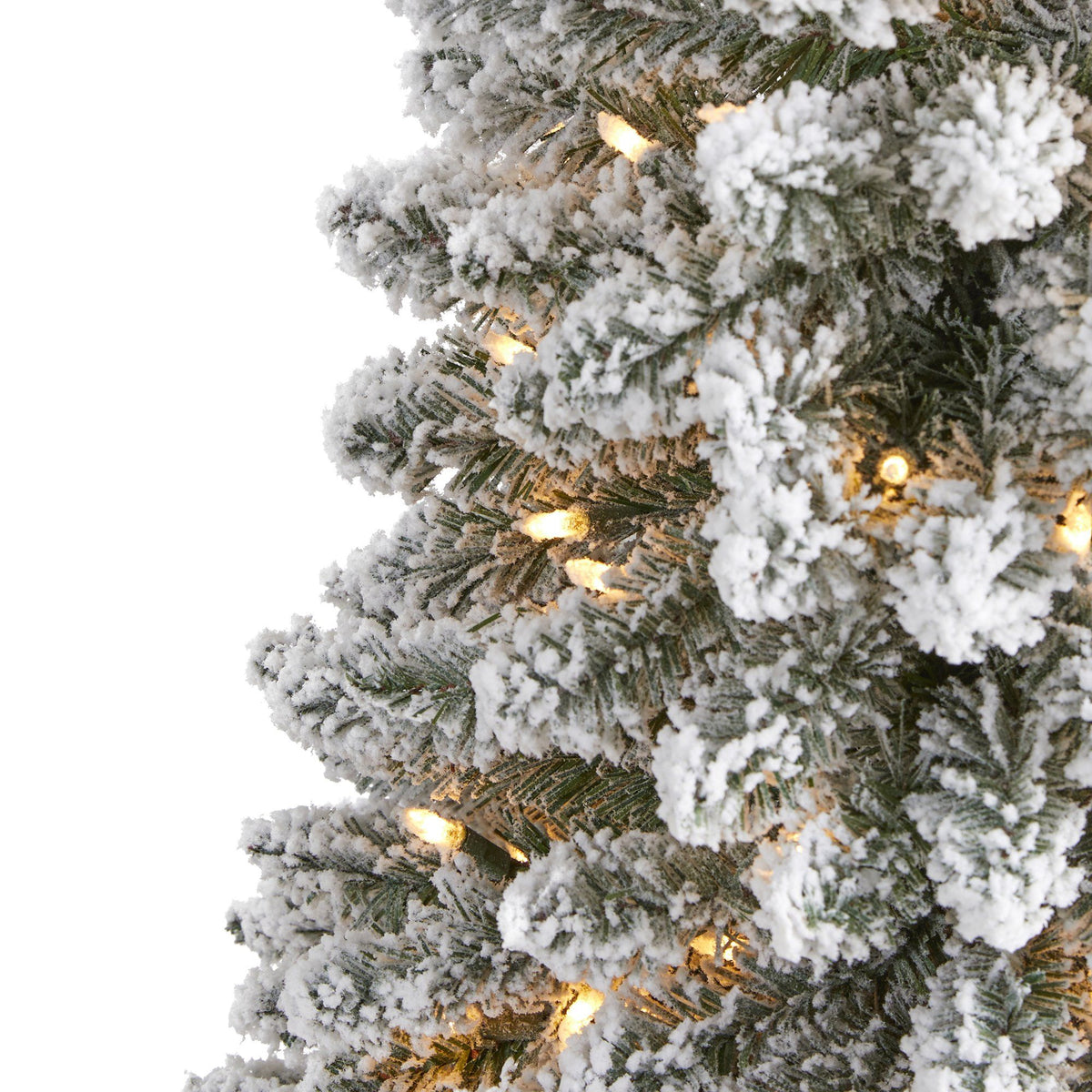 6’ flocked pencil Christmas tree with 300 lights and 438 bendable branches by Nearly Natural on Tampa Home & Garden Store