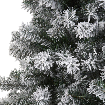 6' Flocked Rock Springs Spruce Christmas Tree Nearly Natural frosted pine needles on Tampa Home & Garden Store