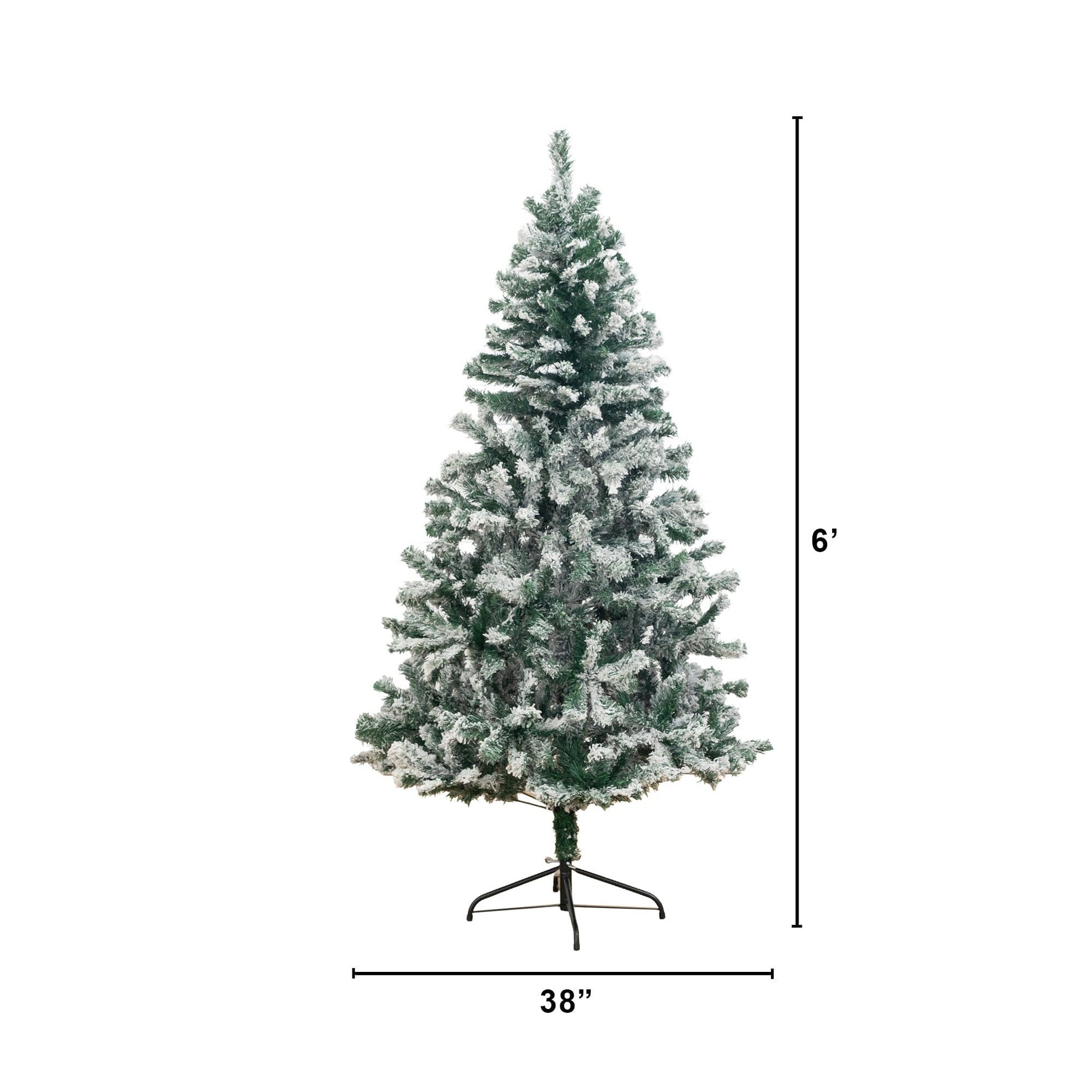 6 ft flocked West Virginia Fir artificial Christmas tree by Nearly Natural on a sturdy metal stand on Tampa Home & Garden Store