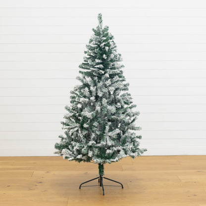 6' Flocked West Virginia Fir Artificial Christmas Tree by Nearly Natural on Tampa Home & Garden Store