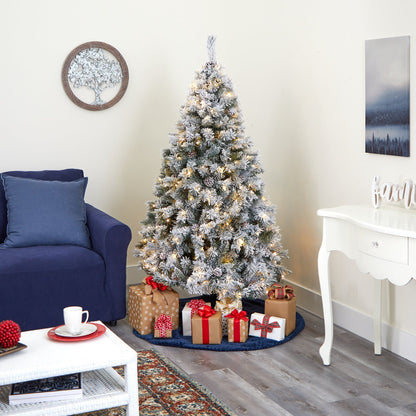 Nearly Natural 6' flocked white pine Christmas tree with pinecones and 250 LED lights on Tampa Home & Garden Store
