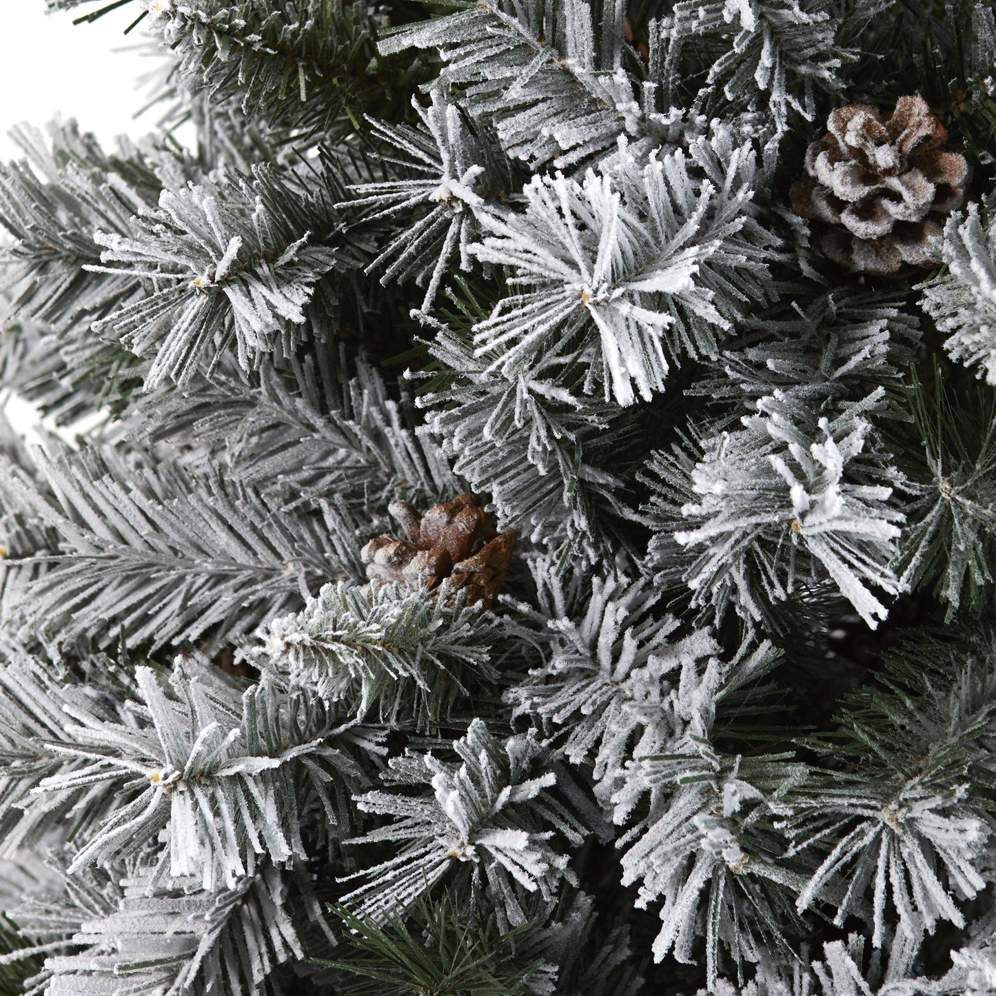 6' flocked white river mountain pine artificial Christmas tree with pinecones Nearly Natural on Tampa Home & Garden Store