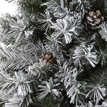 6' flocked white river mountain pine artificial Christmas tree with pinecones Nearly Natural on Tampa Home & Garden Store