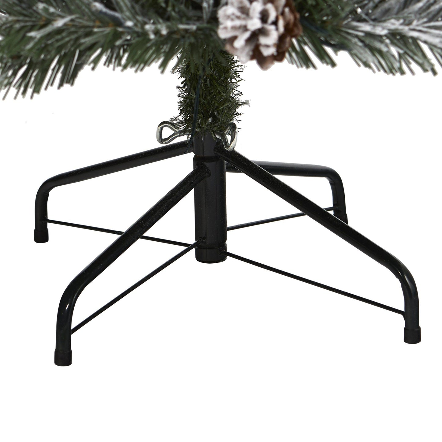 Nearly Natural 6ft flocked white river mountain pine artificial tree with pinecones on stand on Tampa Home & Garden Store