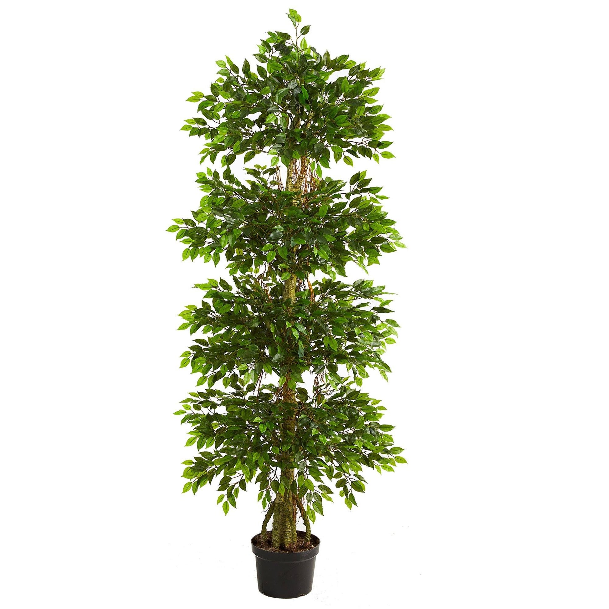 6 ft four-tier ficus artificial tree with green leaves UV resistant indoor outdoor on Tampa Home & Garden Store