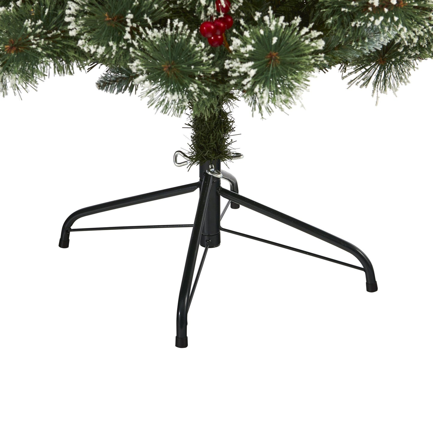 Árbol de Navidad artificial de pino suizo nevado de 6 pies con 300 luces LED claras y bayas