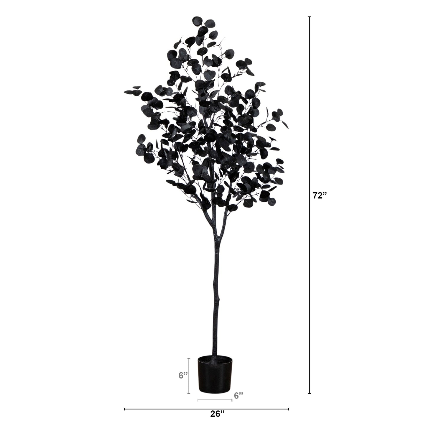 6' Artificial Halloween Black Eucalyptus Tree by Nearly Natural in a black planter on Tampa Home & Garden Store