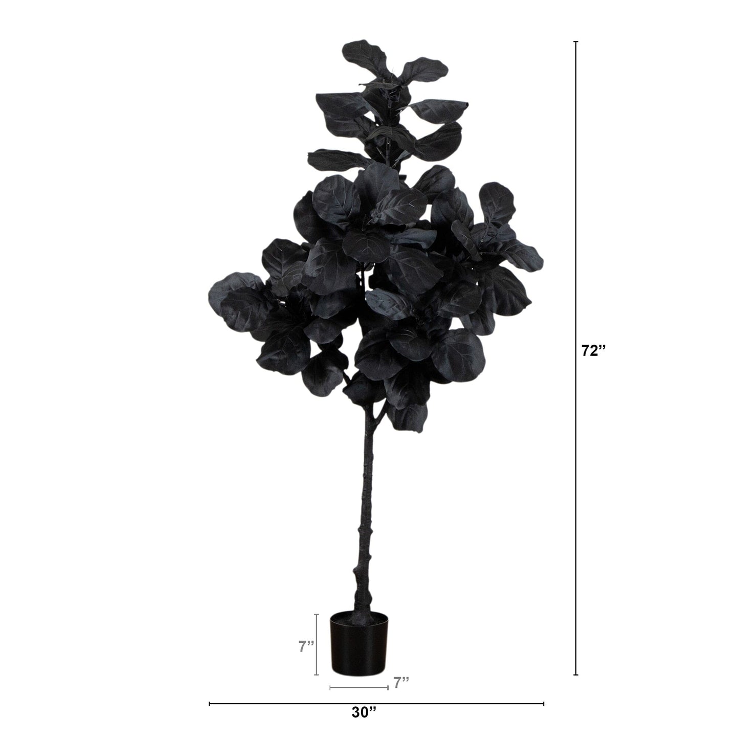6' Artificial Halloween Black Fiddle Leaf Tree by Nearly Natural in a black pot on Tampa Home & Garden Store