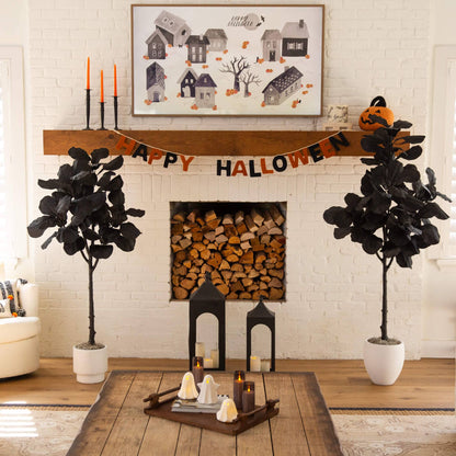 6 ft Nearly Natural black fiddle leaf tree for Halloween decor on Tampa Home & Garden Store