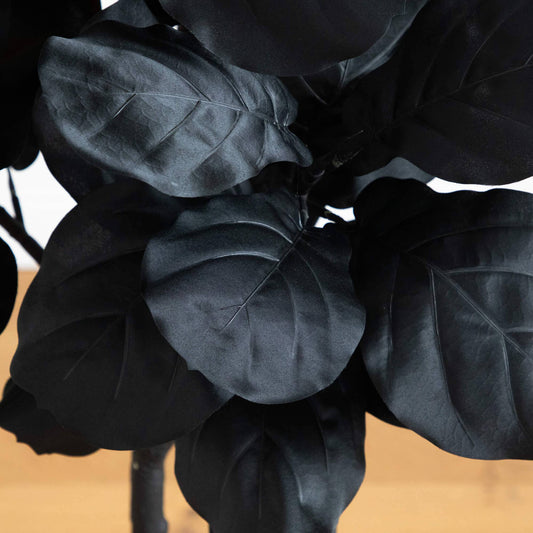 6 ft artificial Halloween black fiddle leaf tree by Nearly Natural with dark leaves on Tampa Home & Garden Store