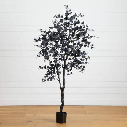 6' Artificial Halloween Black Maple Tree by Nearly Natural in black pot on Tampa Home & Garden Store