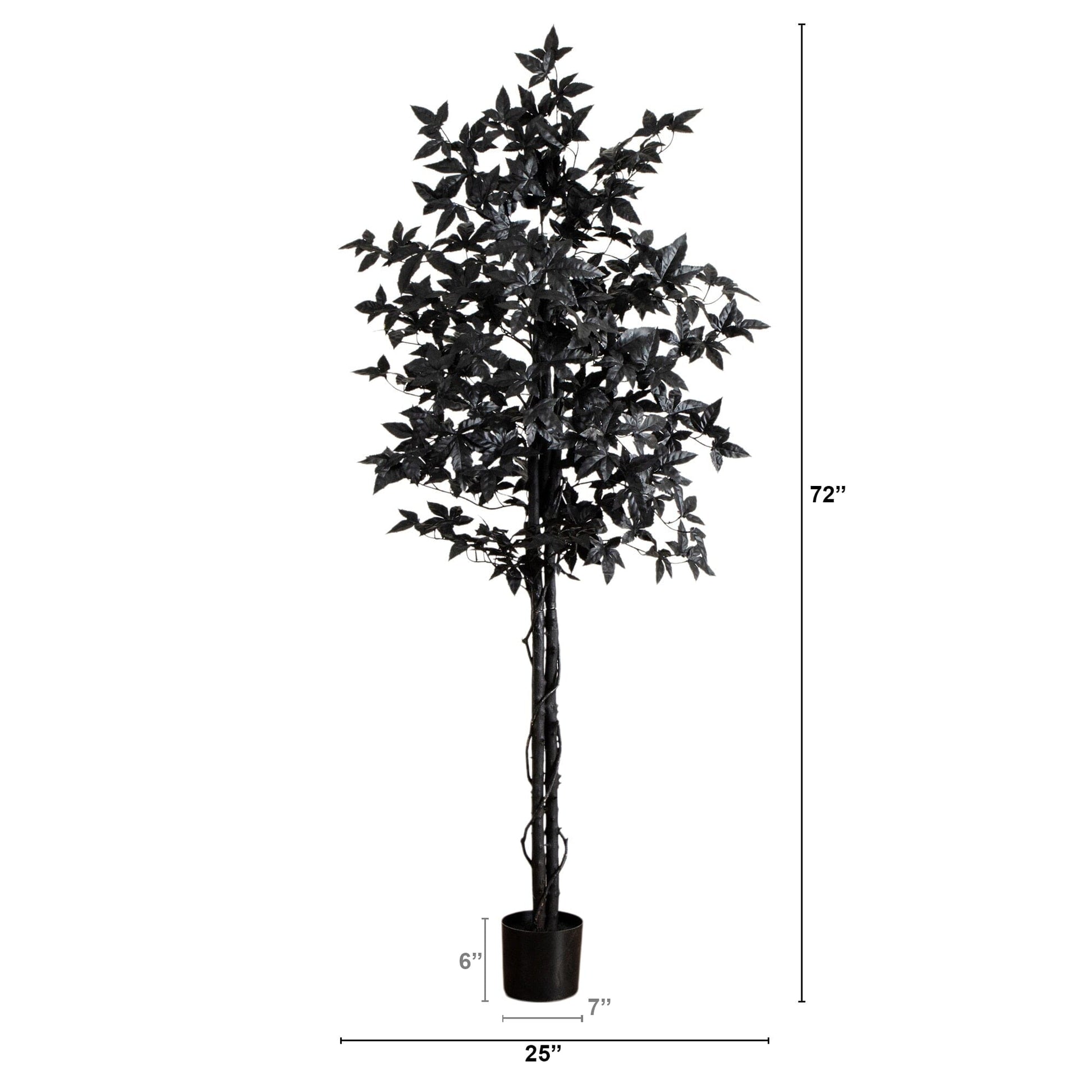 6' Artificial Halloween Black Maple Tree with Natural Trunk, Nearly Natural black leaves in pot on Tampa Home & Garden Store