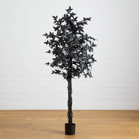 6 Foot Artificial Halloween Black Maple Tree