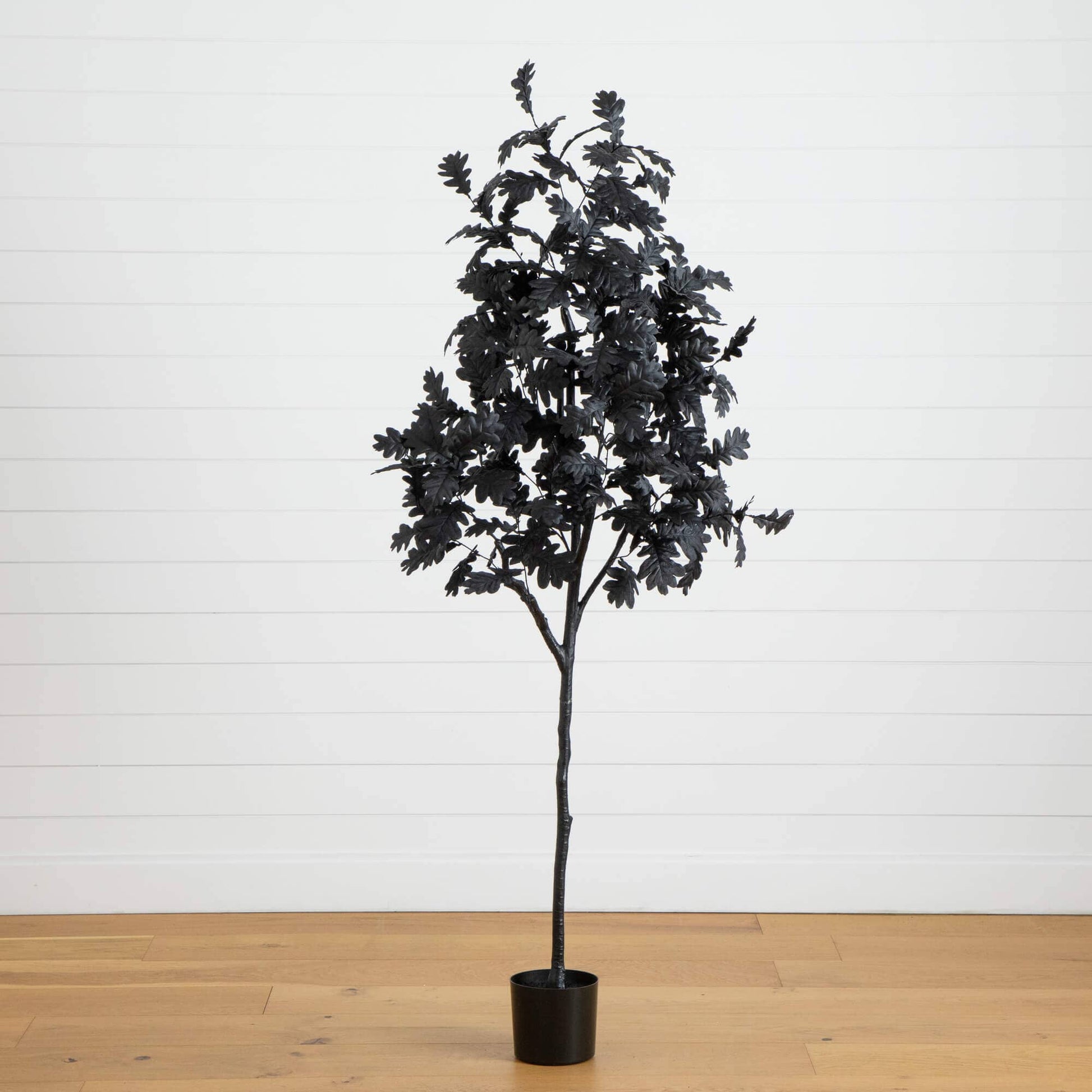 6' Nearly Natural artificial Halloween Black Oak Tree with dark foliage in a black pot on Tampa Home & Garden Store