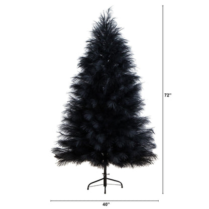 6' Nearly Natural Artificial Halloween Black Pampas Grass Christmas Tree with stand on Tampa Home & Garden Store