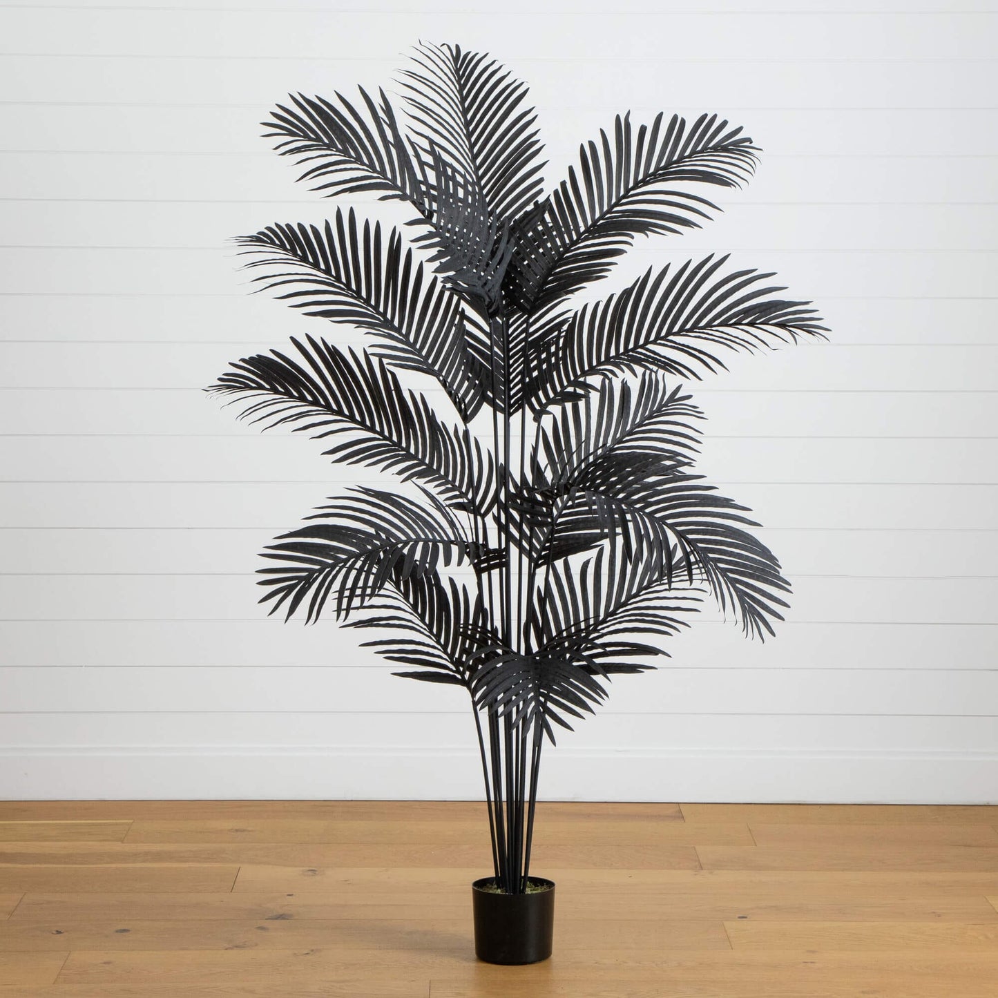 6' Nearly Natural Halloween Black Paradise Palm Tree, artificial palm with black fronds in a pot on Tampa Home & Garden Store