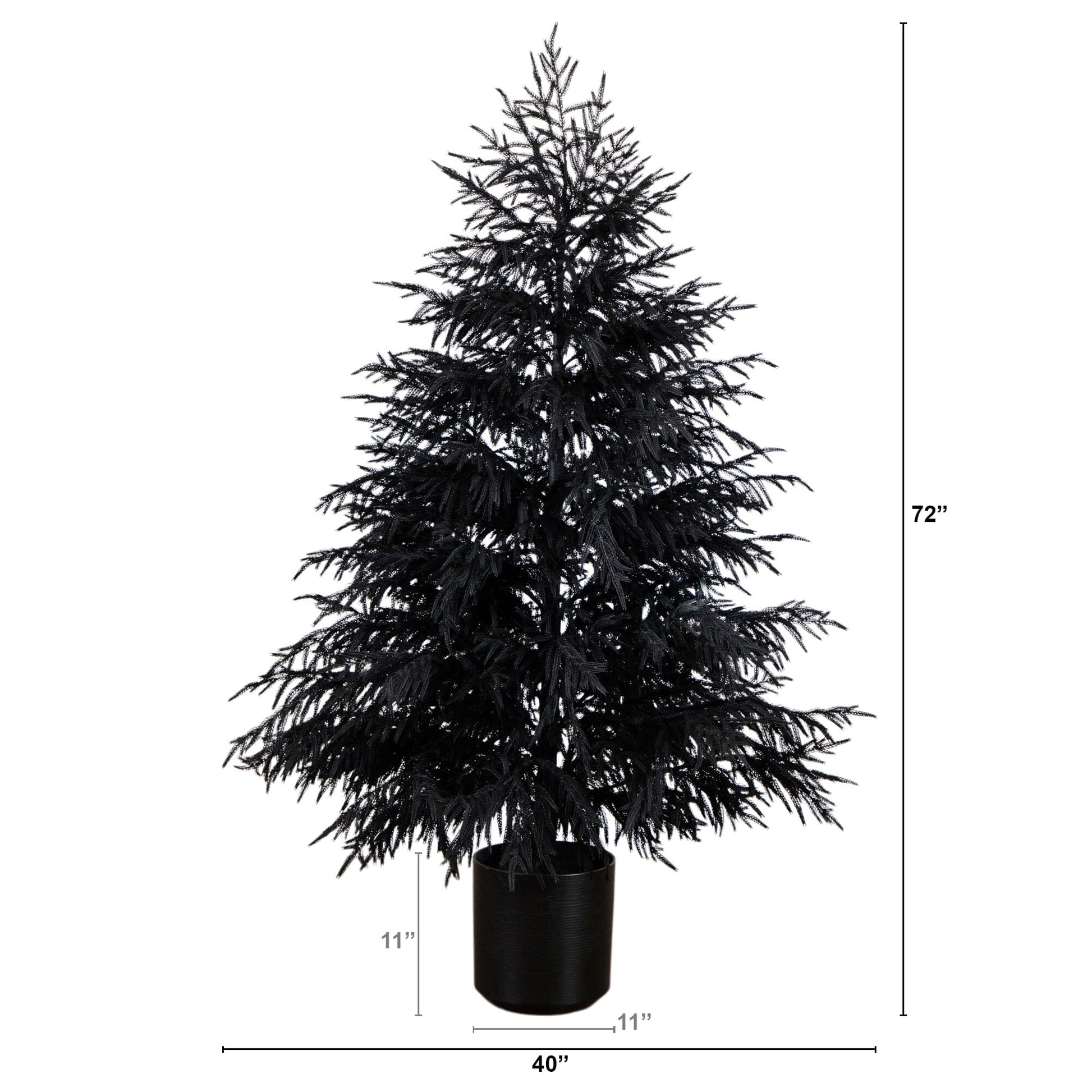 Artificial Christmas Tree Nearly Natural 6 ft Black Real Touch Norfolk Pine in black pot with natural look on Tampa Home & Garden Store
