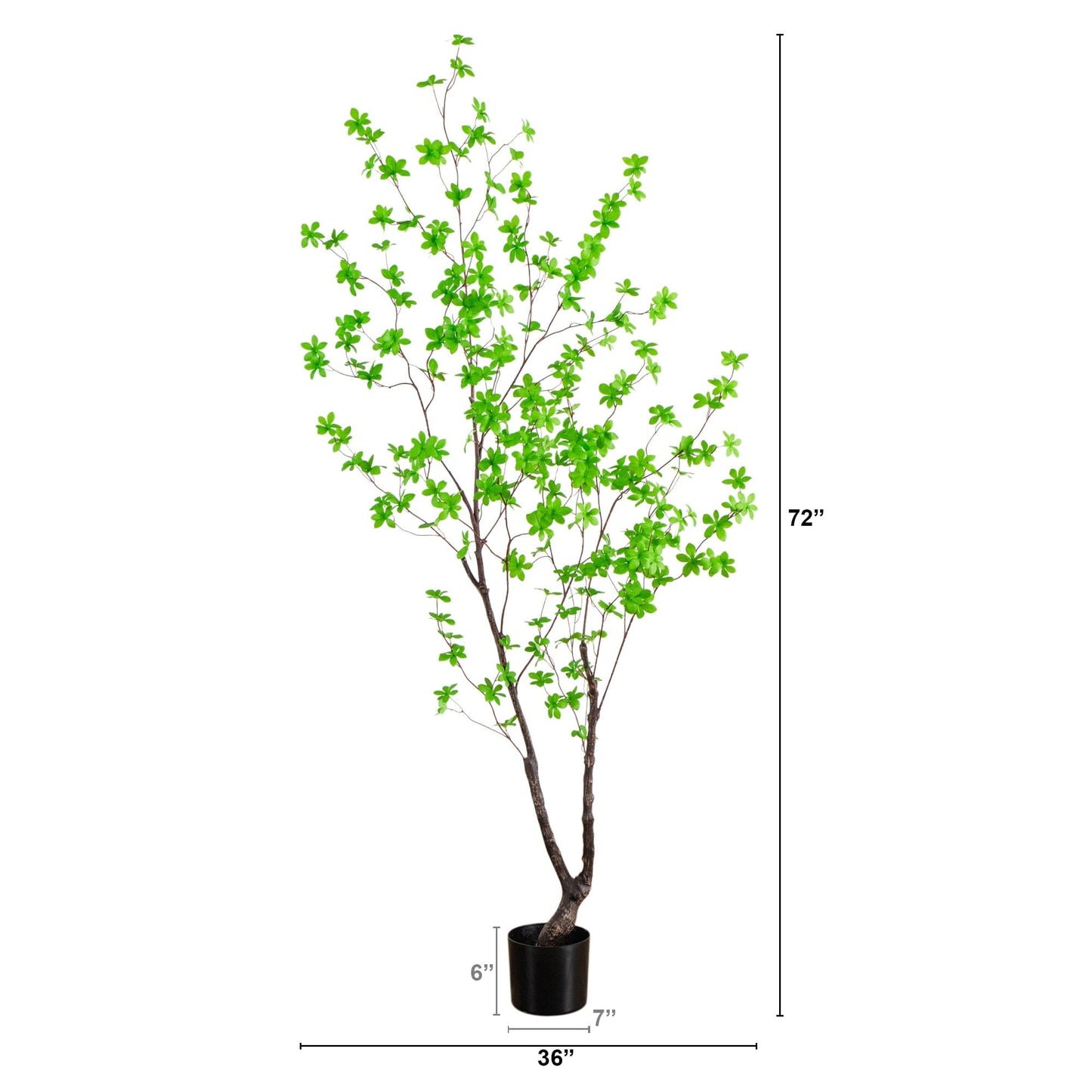 6-ft artificial Enkianthus tree by Nearly Natural with bright green leaves in a black pot on Tampa Home & Garden Store