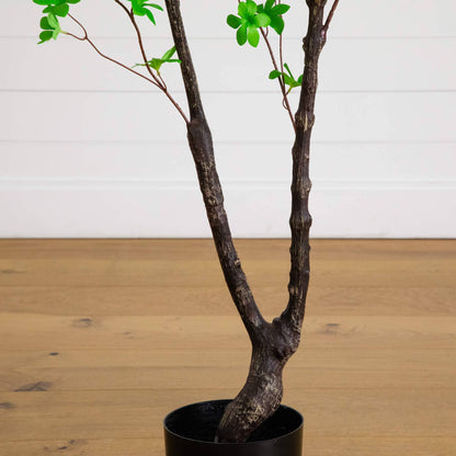 6-ft artificial minimalist Enkianthus tree by Nearly Natural with dark brown trunk in a black pot on Tampa Home & Garden Store