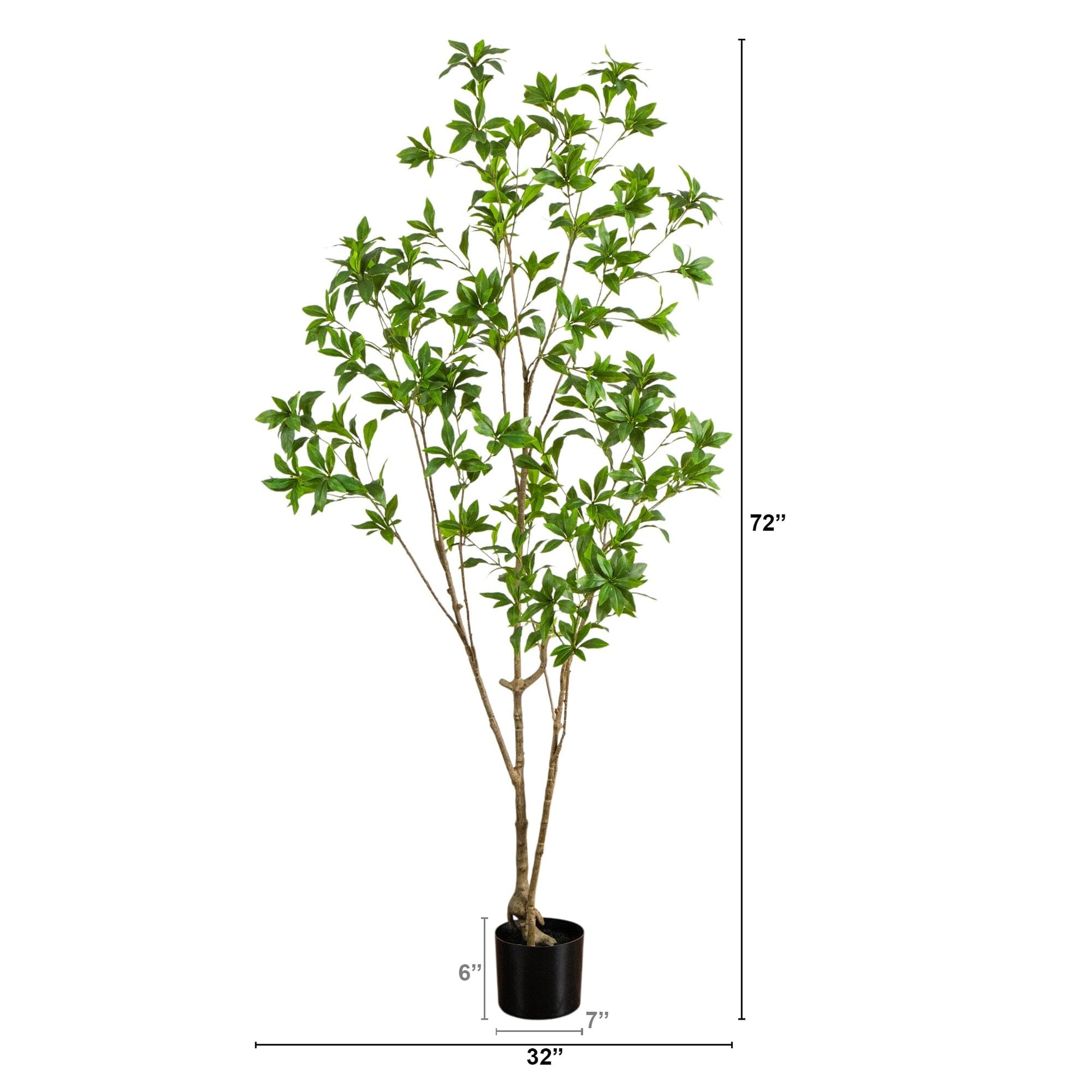 6' Artificial Minimalist Japanese Pieris Tree by Nearly Natural in black pot on Tampa Home & Garden Store