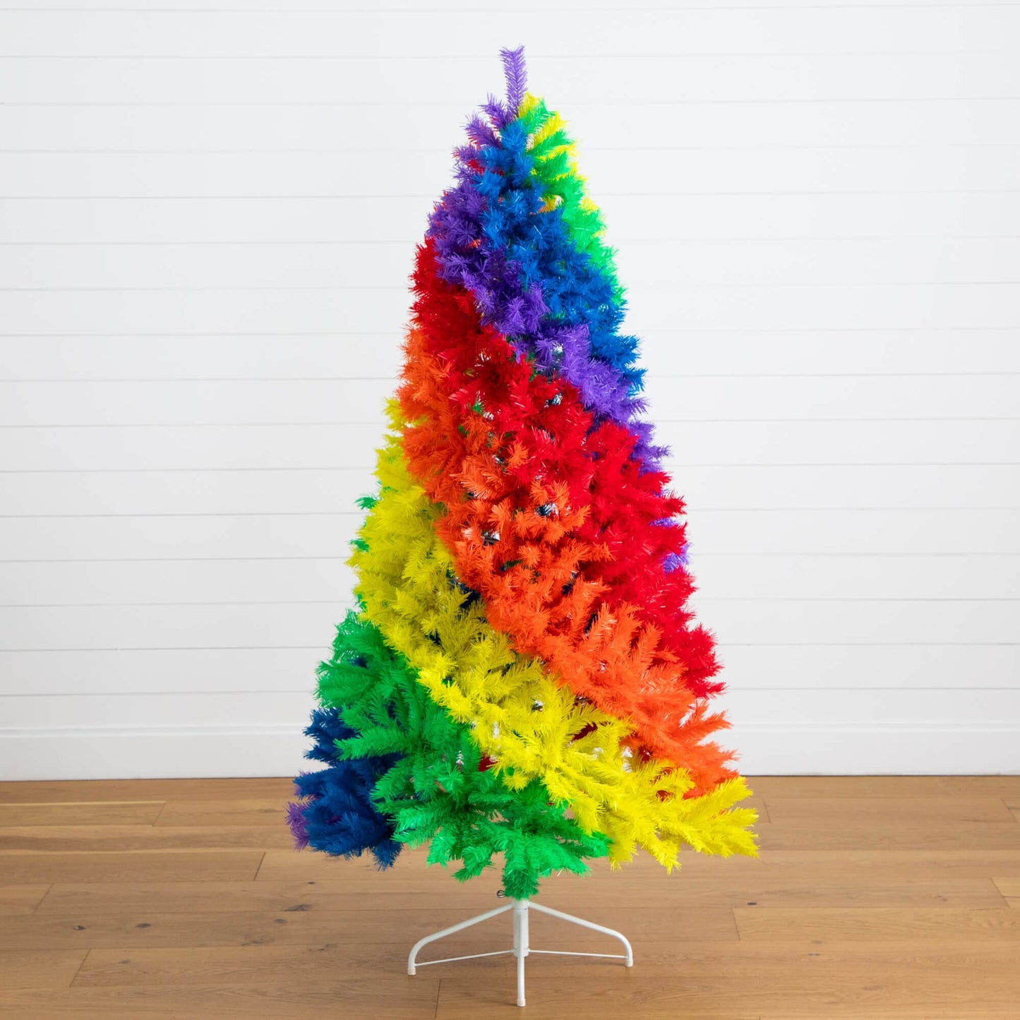 6' Artificial Rainbow Christmas Tree by Nearly Natural multicolor feathered branches on stand on Tampa Home & Garden Store