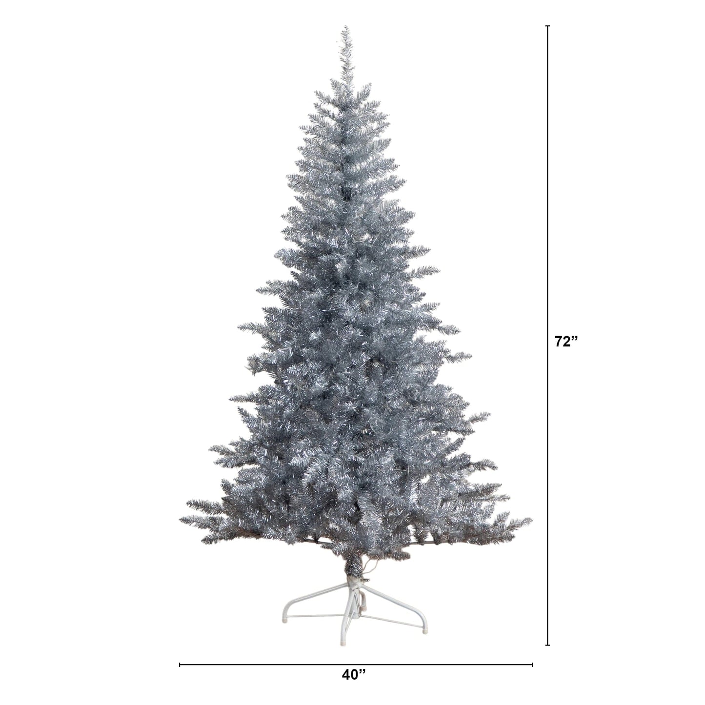 6 ft Nearly Natural silver artificial Christmas tree with 300 cool white LEDs on stand on Tampa Home & Garden Store