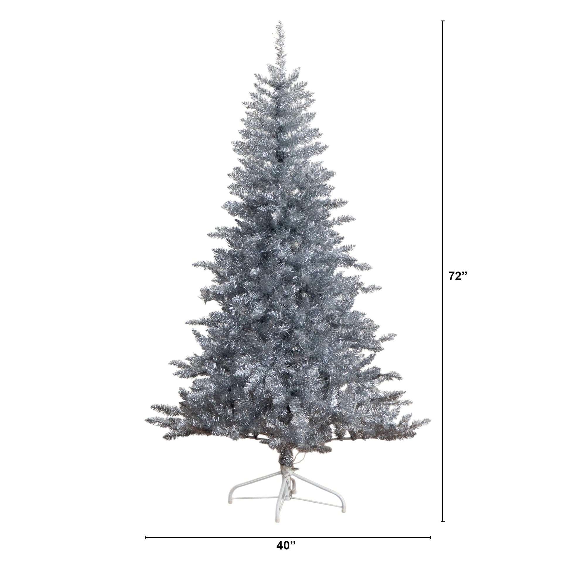 6 ft Nearly Natural silver artificial Christmas tree with 300 cool white LEDs on stand on Tampa Home & Garden Store