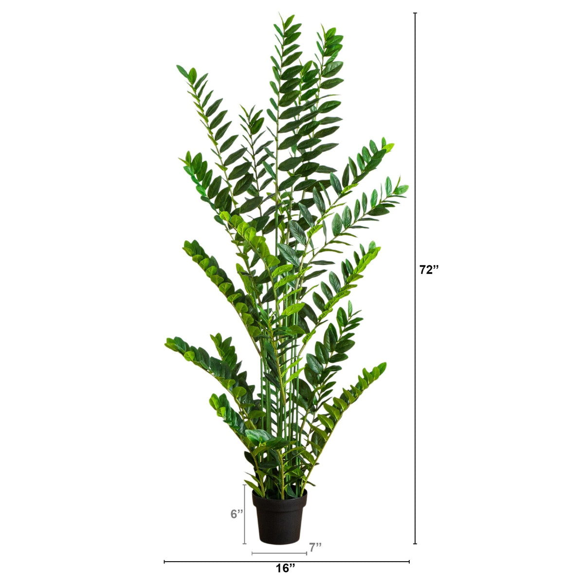 6 ft artificial Zamioculcas plant by Nearly Natural in a black pot on Tampa Home & Garden Store