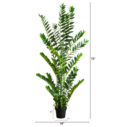 6 ft artificial Zamioculcas plant by Nearly Natural in a black pot on Tampa Home & Garden Store