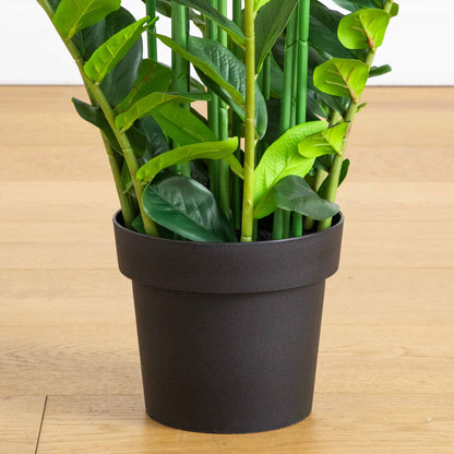 Artificial Zamioculcas plant, 6 ft tall, Nearly Natural with glossy green leaves in a black pot on Tampa Home & Garden Store