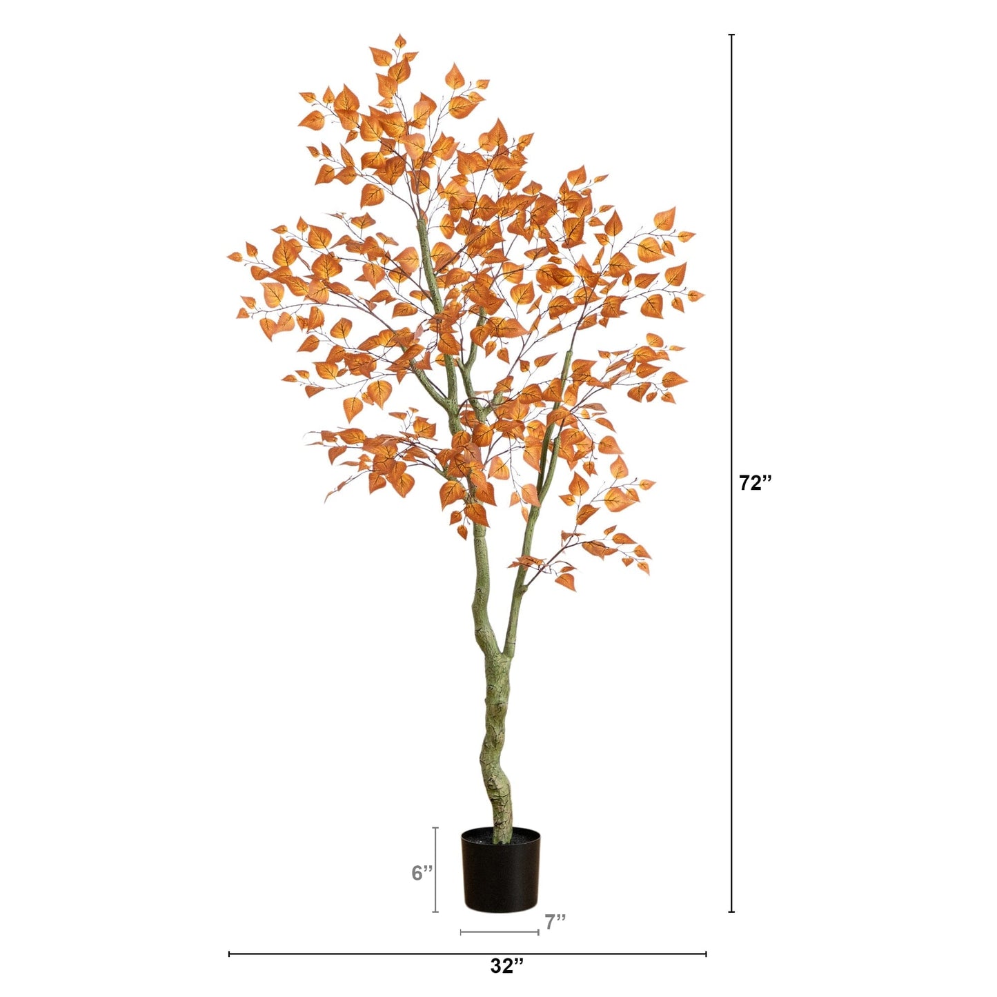 6' Autumn Birch Leaf Artificial Tree in black pot by Nearly Natural on Tampa Home & Garden Store