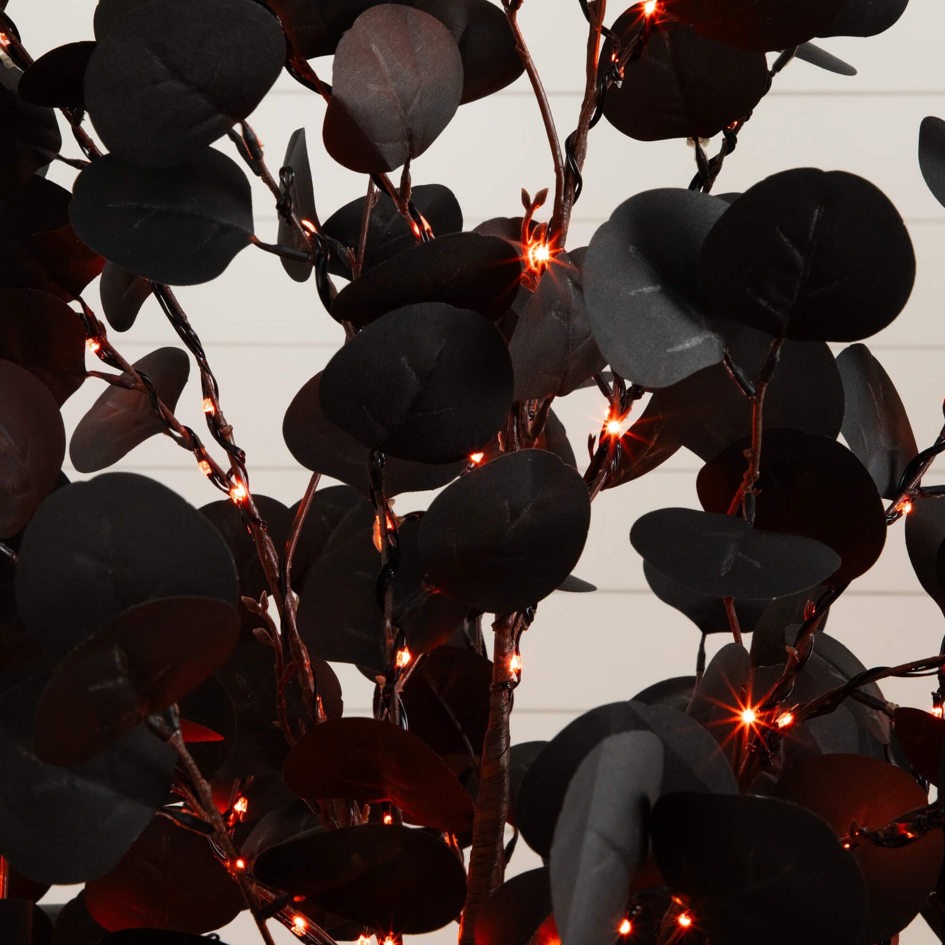 6' Pre-Lit Halloween Black Eucalyptus Tree with orange LEDs Nearly Natural on Tampa Home & Garden Store