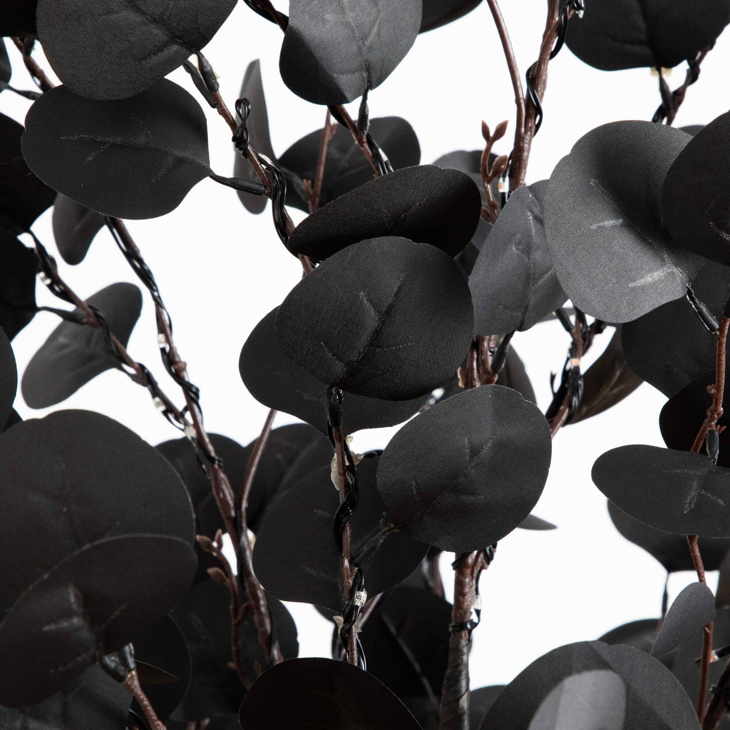 Tree Nearly Natural 6' Pre-Lit Halloween Black Eucalyptus with orange & purple LEDs on Tampa Home & Garden Store