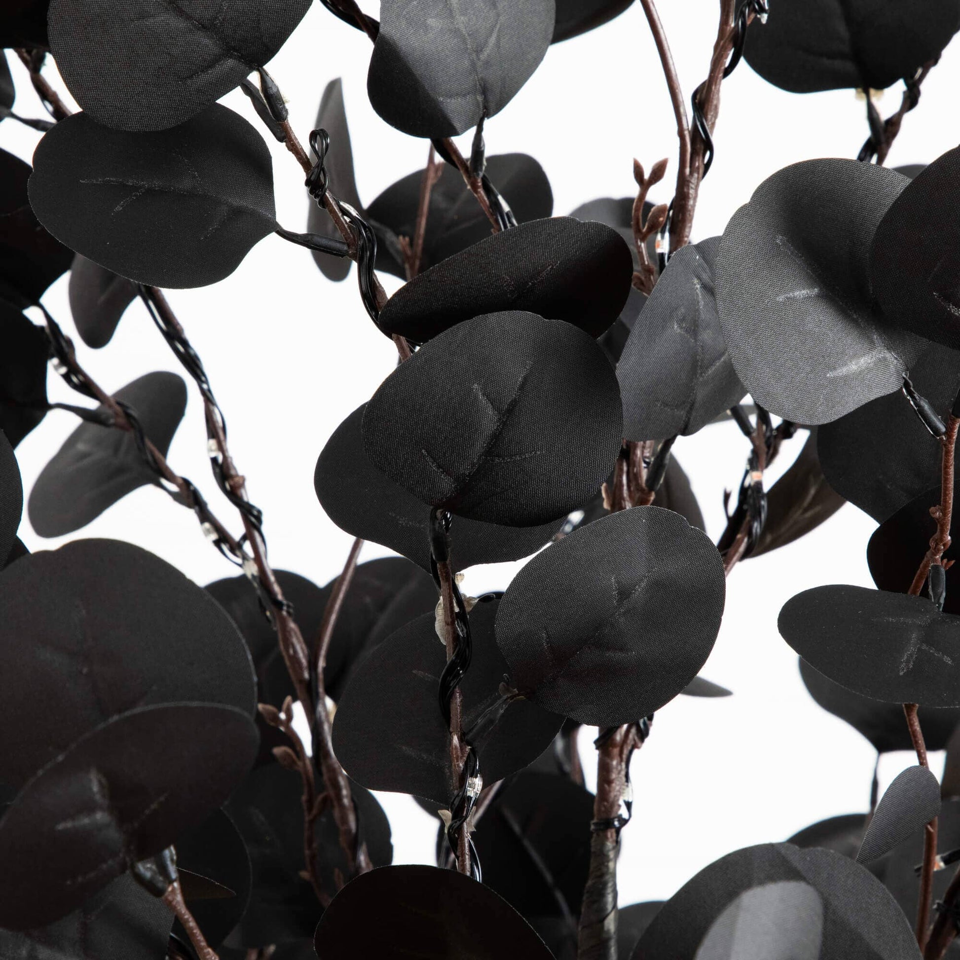 Tree Nearly Natural 6' Pre-Lit Halloween Black Eucalyptus with orange & purple LEDs on Tampa Home & Garden Store