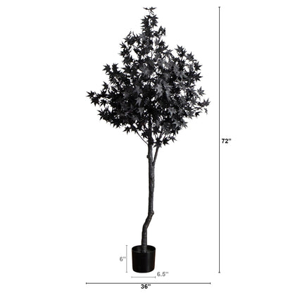 6 ft pre-lit black maple artificial tree with 300 orange and purple LEDs in planter on Tampa Home & Garden Store