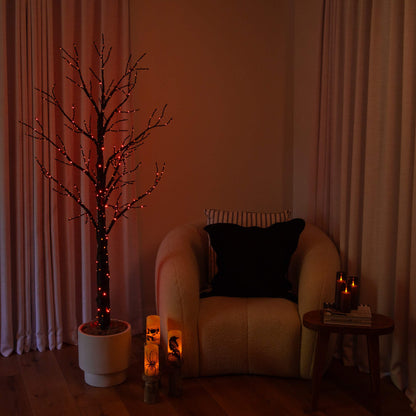 6' Pre-Lit Halloween Twig Tree by Nearly Natural with 480 orange and purple LEDs in pot on Tampa Home & Garden Store